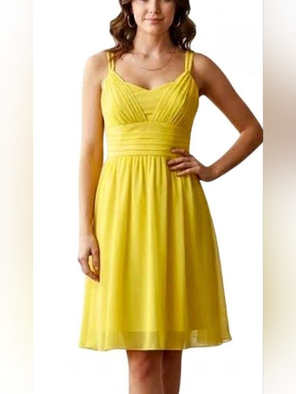 Banana Republic yellow Pleated Silk Dress: size 0